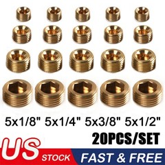 20PCS Pipe Plug 1/8″ 1/4″ 3/8″ 1/2″ Male Thread Hex Internal Head Socket Fitting