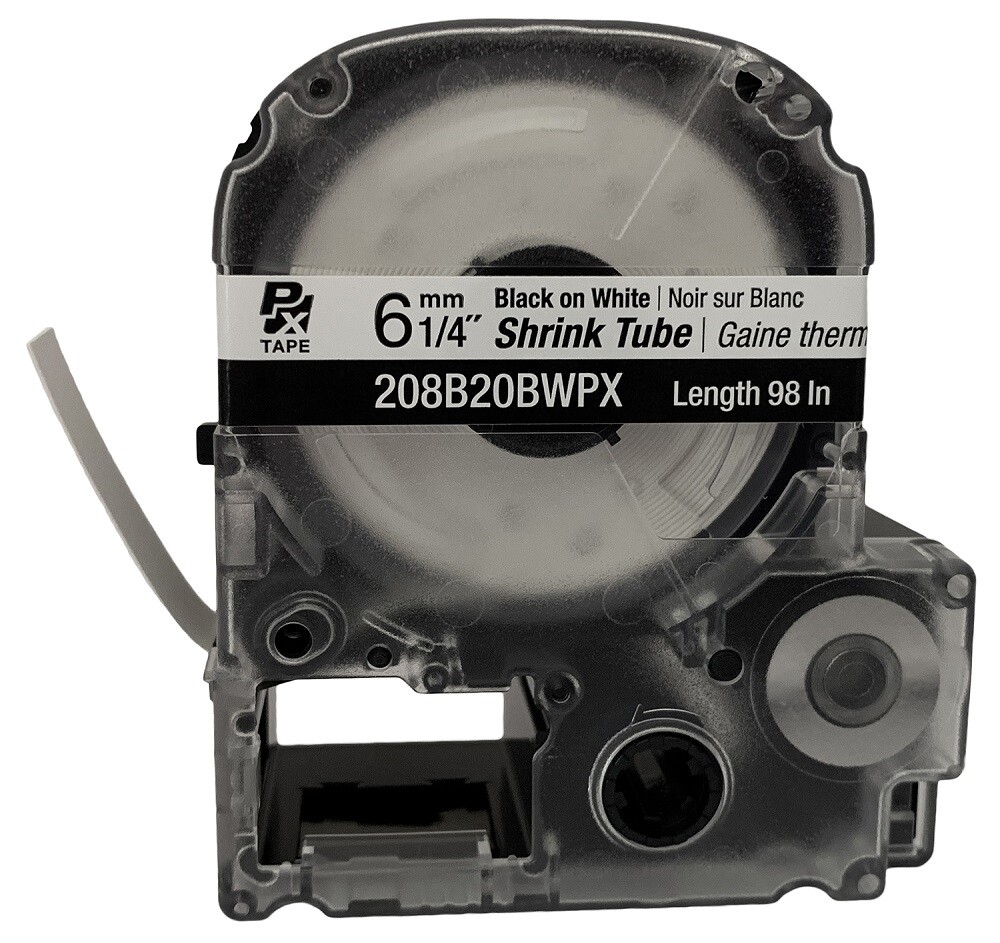 EPSON 208STBWPX Black on White Shrink Tube 1/4″ KSun 208B20BWPX