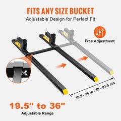 VEVOR Clamp on Pallet Forks 2000lbs Tractor Forks 60″ Adjustable Bucket Forks