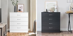 LEADZM 4 Drawers Dresser, Dresser Chest of Drawers for Home Office