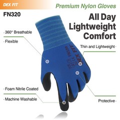 Premium Nylon Nitrile Work Gloves FN320 3D Comfort, Stretchy Fit, Size…