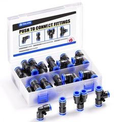 Pneumatic Push to Connect Fittings 20 PCS Kit 10mm OD Splitters Elbows