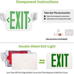 Led Exit Sign light emergency combo in Green Fire Resistance 90M batter back up