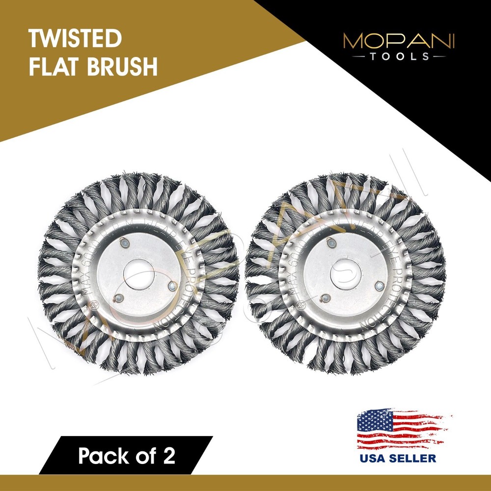 2 Pcs Wheel Brush 6-Inch (6″ Twisted Knotted) Stainless Steel – Arbor Hole: 7/8