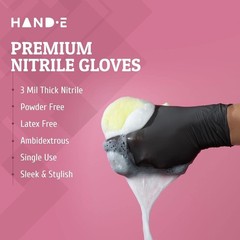 Black Nitrile Disposable Gloves Large, 50 Count – Bbq, Tattoo, Hair Dye, Cooking