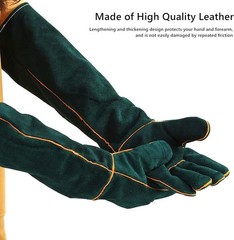 23-Inch Bite Resistant Animal Handling Gloves – Leather Protection for Trainers