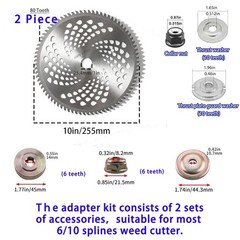 10″ x 80T Carbide Tipped Blades,2Pack 80 Tooth Brush Cutter Blade for Weed Ea…