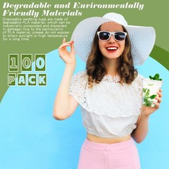 100 Pcs Clear Commercially Cold Cups Disposable Party Cups Plant Based Drinki…