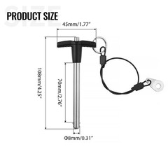 2 Pack 5/16″ Quick Release T Handle Pins, 304 Stainless Steel Ball Locking Pins,