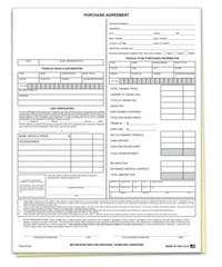 VEHICLE PURCHASE AGREEMENT FORM 2 PART 100 PER PACK CAR LOT DEALERSHIP