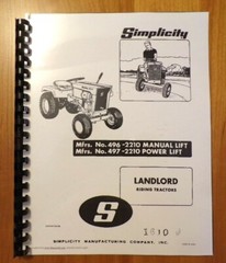 Simplicity Landlord manual 496-2210 , 497-2210 40 pages Gloss covers comb bound