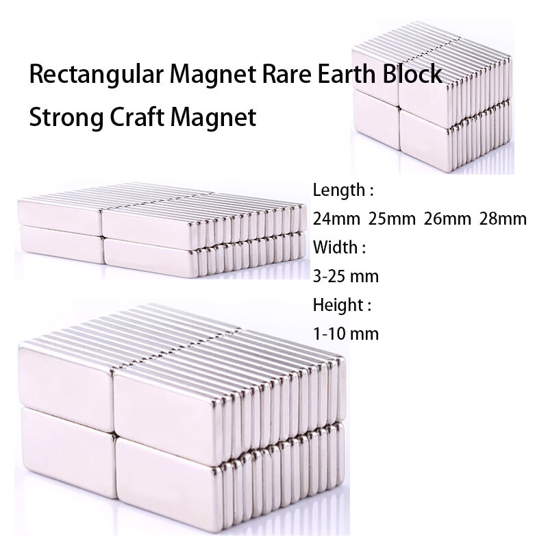 L24-28mm W3-25mm H1-10mm Rectangular Magnet Rare Earth Block Strong Craft Magnet