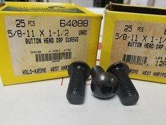 Holo Krome #64088 Button Head Cap Screws 5/8-11 x 1-1/2″ 25pcs BNIB