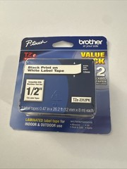 Brother TZE2312PK 12mm Black on White Tape – 2 Pack A35