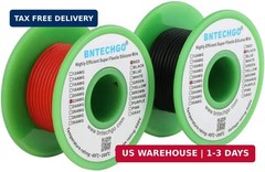 22 AWG Silicone Wire 50FT Red Black Flexible Stranded Tinned Copper Cable