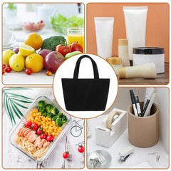 PercyEffie 6 Pack Black Canvas Tote Bags 12×8×4 Inch Reusable Medium,
