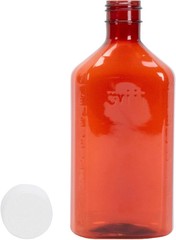 Plastic Amber Oval Liquid Medicine Bottles 8oz – Child Resistant Cap – 5 Count
