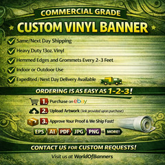 6′ x 20′ Full Color Custom Banner 13oz Vinyl – Same Day Shipping