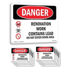 Renovation Work Contains Lead Do Not Enter OSHA Danger Sign, Decal 5 or 10 Pack