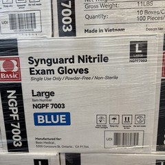Synguard PF Nitrile Exam Gloves, Size Large, Case of 1,000