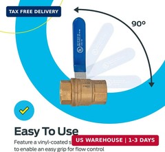 Eastman 3/4 Inch IPS Heavy Duty Full Port Ball Valve, Brass Plumbing Fitting, 20