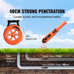 VEVOR Pipe Blockage Detector Locators 100ft/30m Waterproof for PVC Plastic Metal