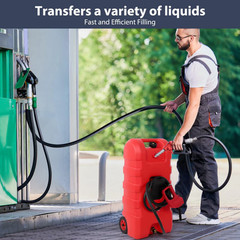 15 Gallon Fuel Caddy Portable Gas Storage Tank Container with Hand Pump W/Wheel