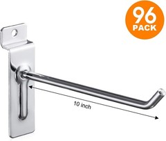 Polmart 10 Inch Heavy Duty Slatwall Panel Hooks Silver 96 Pack