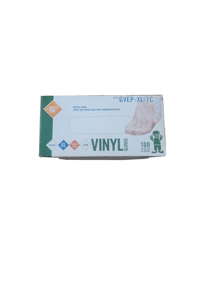 The Safety Zone GNEP-XL-1C X-Large Medical Grade Gloves – Clear, Pack of 100