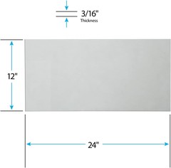 Tempered Glass Shelves 12″ Wide x 24″ Long x 3/16″ Set of 2 Beveled Edges