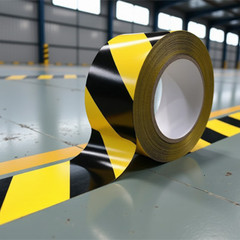 JVCC Hazard Duct Tape: 1 in. x 60 yds. (Black with Yellow stripes)