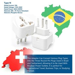 2 Pack US to Argentina Uruguay Australia Brazil Travel Adapter Type I N