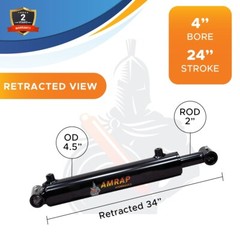 4×24 Hydraulic Cylinder 4″ Bore 24″ Stroke Welded Cross Tube Double Acting (New)