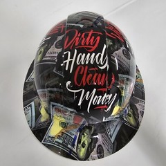full brim hard hat custom hydro dipped IN DIRTY HANDS CLEAN MONEY NEW