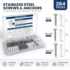 Drywall Anchors and Screws Kit – 264PCS Screws and Anchors for Wall, Drywa