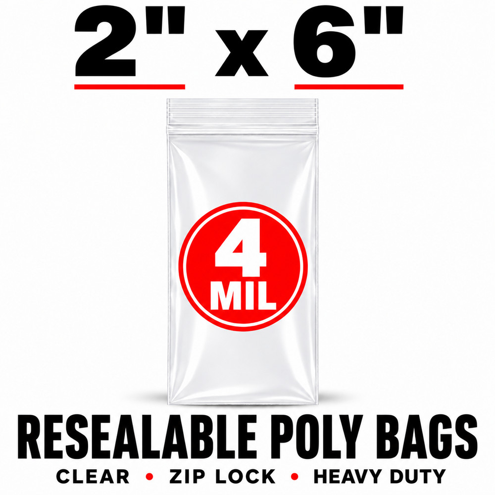 Clear Reclosable Bags 2″ x 6″ 4 Mil Heavy Duty Zip Lock Storage Bags