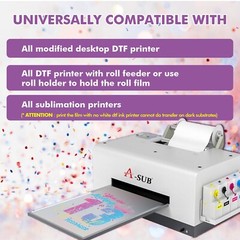 A-SUB DTF Film Glitter 8.5×11 Clear Sublimation Paper for Dark Light Fabric, Mug