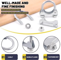 2Pcs 1-1/4″ 32mm Exhaust U Clamp Muffler U-Bolt Clamps Hanger Automotive