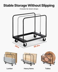 Reinforced Steel Drywall Dolly 1800lb Load 5in Wheels for Construction Sites