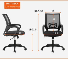 BestOffice Ergonomic Office Chair, Lumbar Support, Adjustable Height with Armres