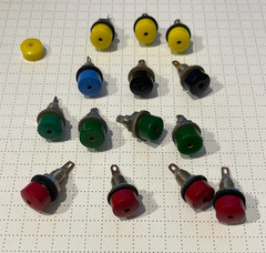 Lot of 14 Test Probe Jacks 2mm Domed Top Red Green Yellow Black Blue Solder Tab