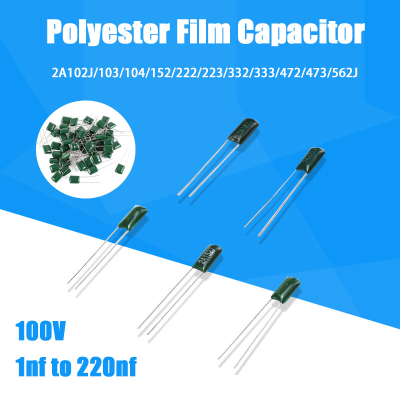Polyester Film Capacitor 100V 1nf to 220nf ±5% Various Values 2A102J/102/104/152