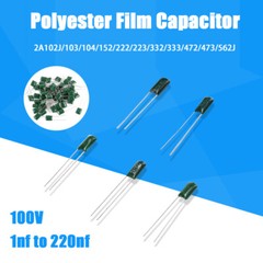 Polyester Film Capacitor 100V 1nf to 220nf ±5% Various Values 2A102J/102/104/152