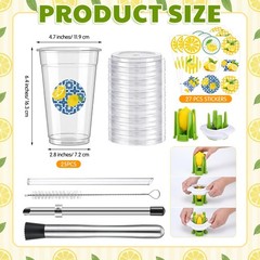 Best Yungyan 25 Sets Lemonade Cups with Lids Straws 32 oz Clear Plastic Include