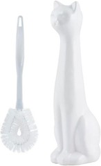 White Cat 2-Piece Toilet Brush Holder and Brush Set