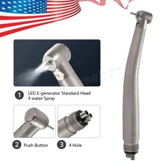 Standard Dental Fiber Optic LED E-generator high speed handpiece Turbine 4 Holes