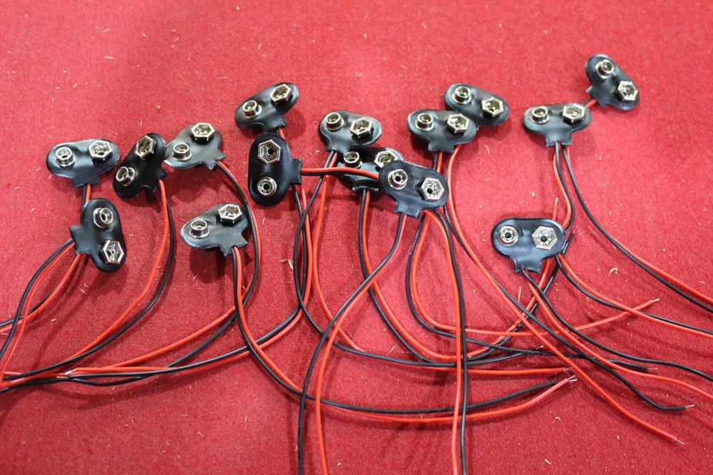 15 X LOT 9 VOLT T BATTERY CAP CONNECTOR CLIP PLUG 6″ WIRE LEAD PART ADAPTER