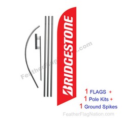 Bridgestone Tires 15′ Feather Banner Swooper Flag Kit with pole+spike