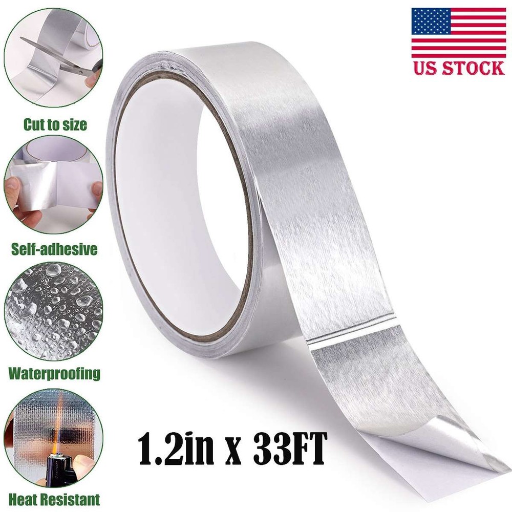 Aluminum Foil Tape Heat Resistant Waterproof Insulation Home Repair 1.2in x 33FT