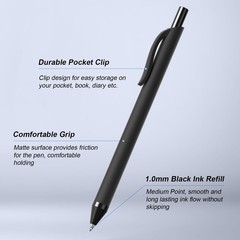 InkSlick 50 Pack Black Ink Pens – Bulk Pens, 1 Count (Pack of 50),